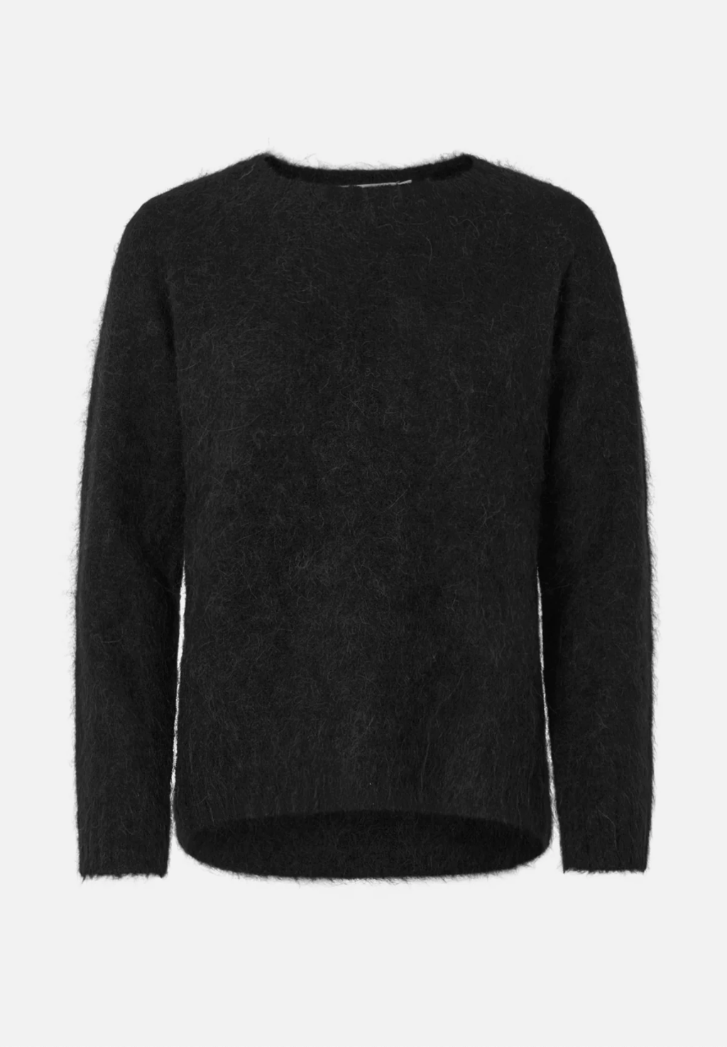 RABENS SALONER DINEA FLUFFY KNIT OPEN BACK SWEATER BLACK