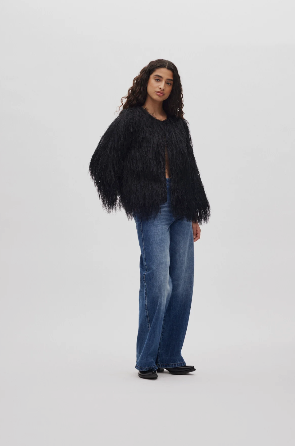 RABENS SALONER SAFI PLUME BLOUSE BLACK