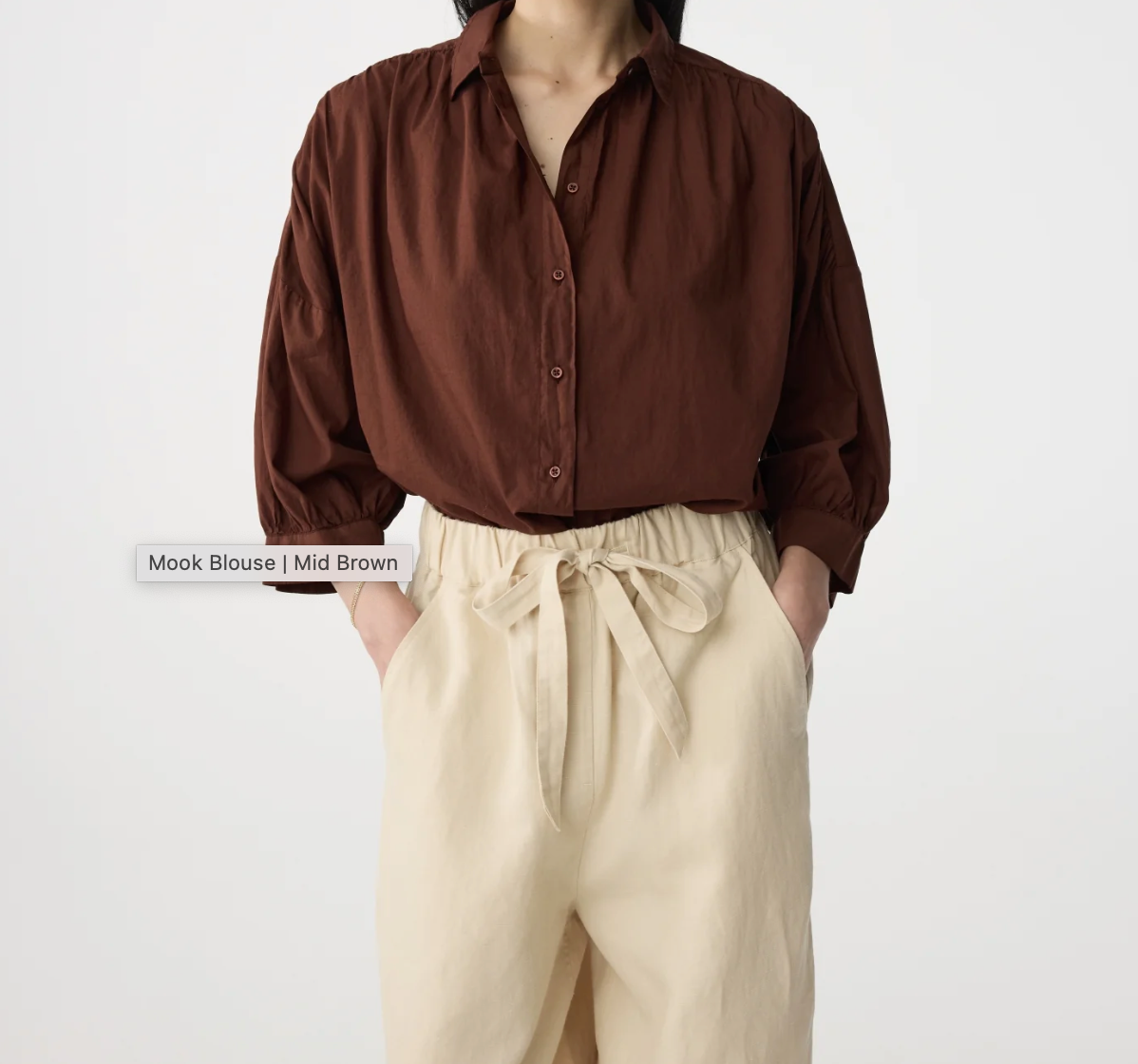 KNITTED MOOK BLOUSE MID BROWN