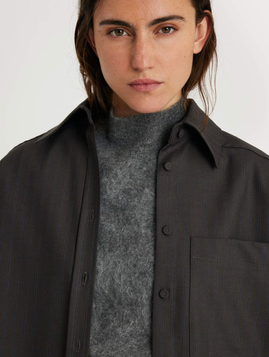 MARGAUX LONNBERG RAINS SHIRT BROWN STRIPES