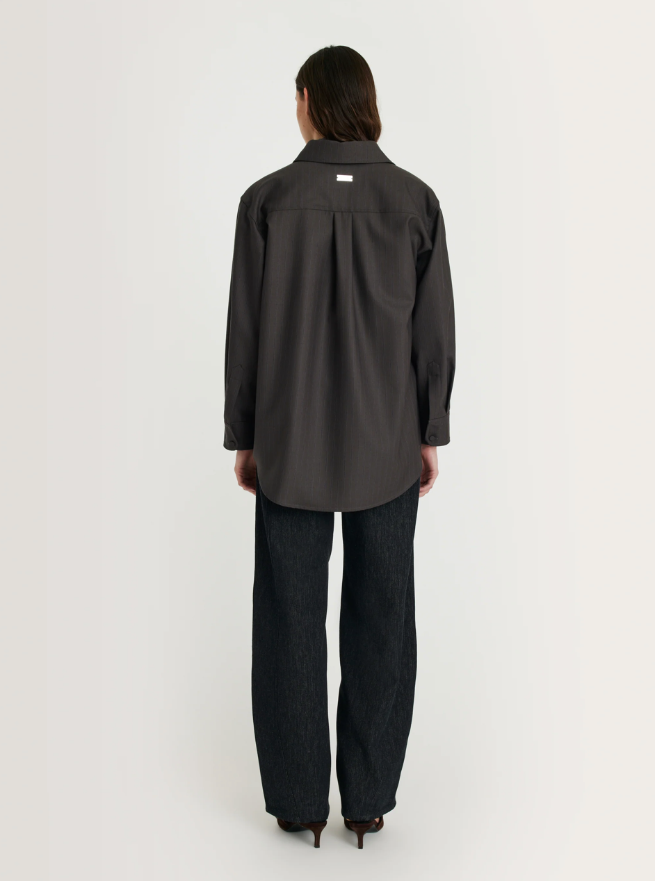 MARGAUX LONNBERG RAINS SHIRT BROWN STRIPES