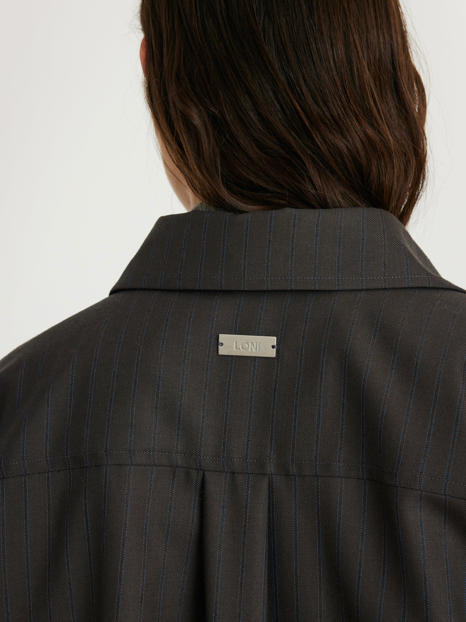 MARGAUX LONNBERG RAINS SHIRT BROWN STRIPES