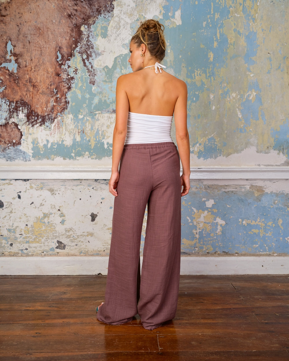 SEA ME HAPPY RILEY PANTS LIGHT COTTON - DARK CHOCOLATE BROWN