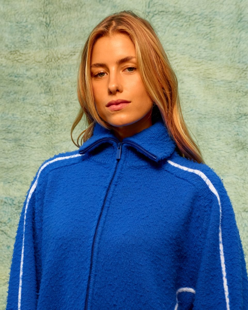 SEA ME HAPPY SCOTTIE ZIP UP SWEATER