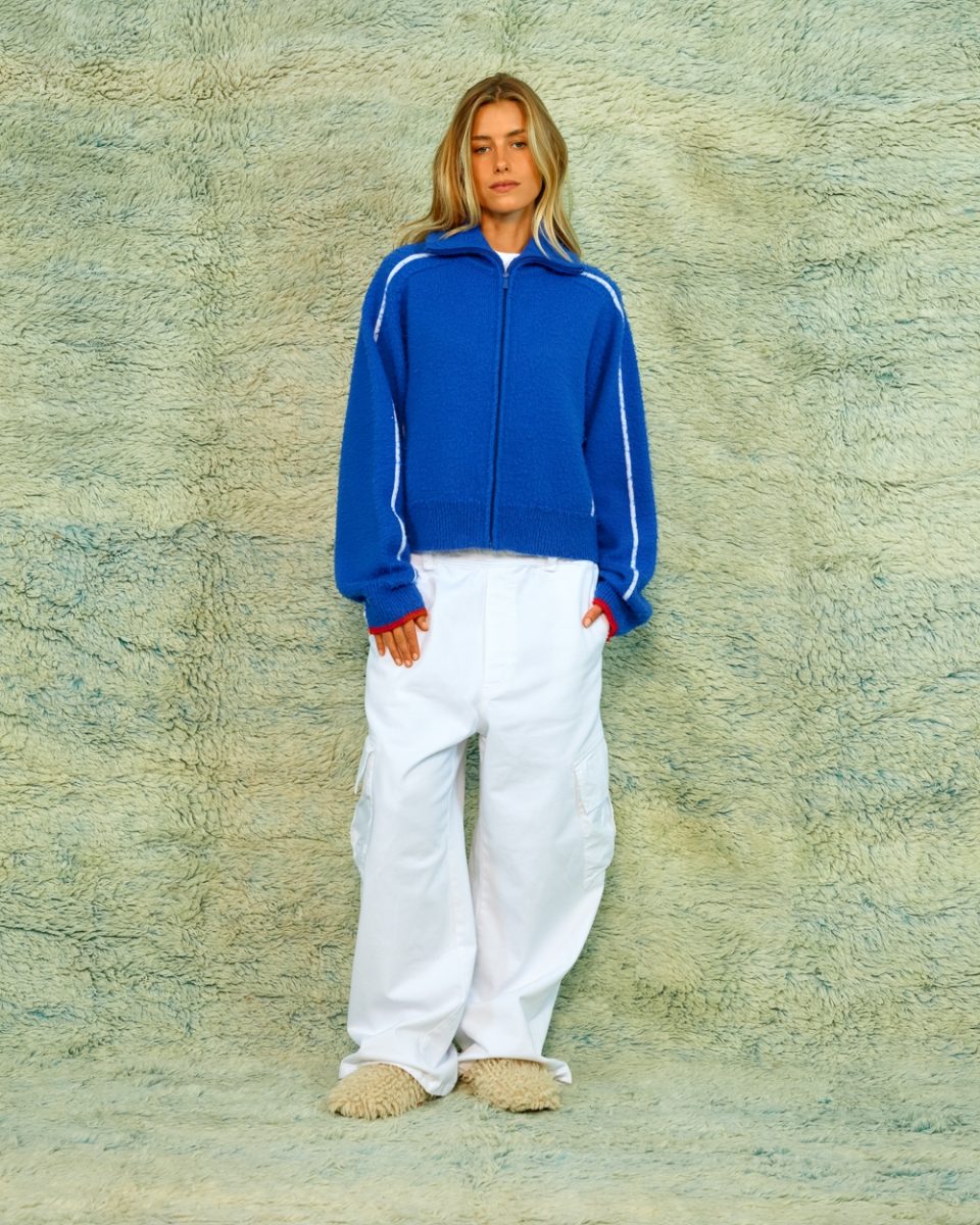 SEA ME HAPPY SCOTTIE ZIP UP SWEATER