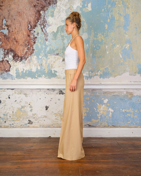 SEA ME HAPPY SUPER WOODY PANTS CASUAL PIN STRIPED - SAND