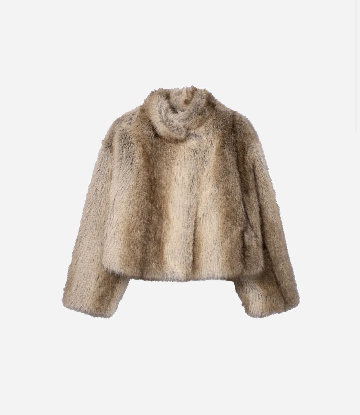 STUDIO AR BY ARMA LUMI CROPPED FAUX FOX JACKET - BEIGE