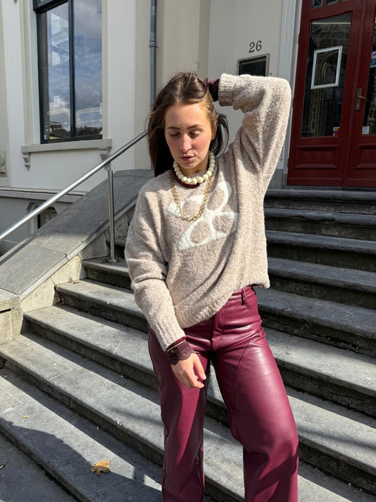 STUDIO AR KIRSTEN BOUCLE KNIT CAMEL MELANGE