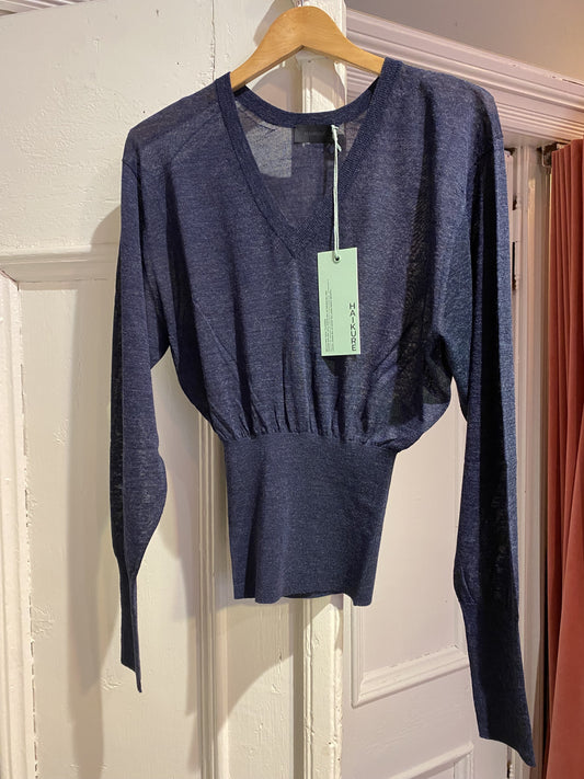 HAIKURE TOP - JOYCE - NAVY/JEANS