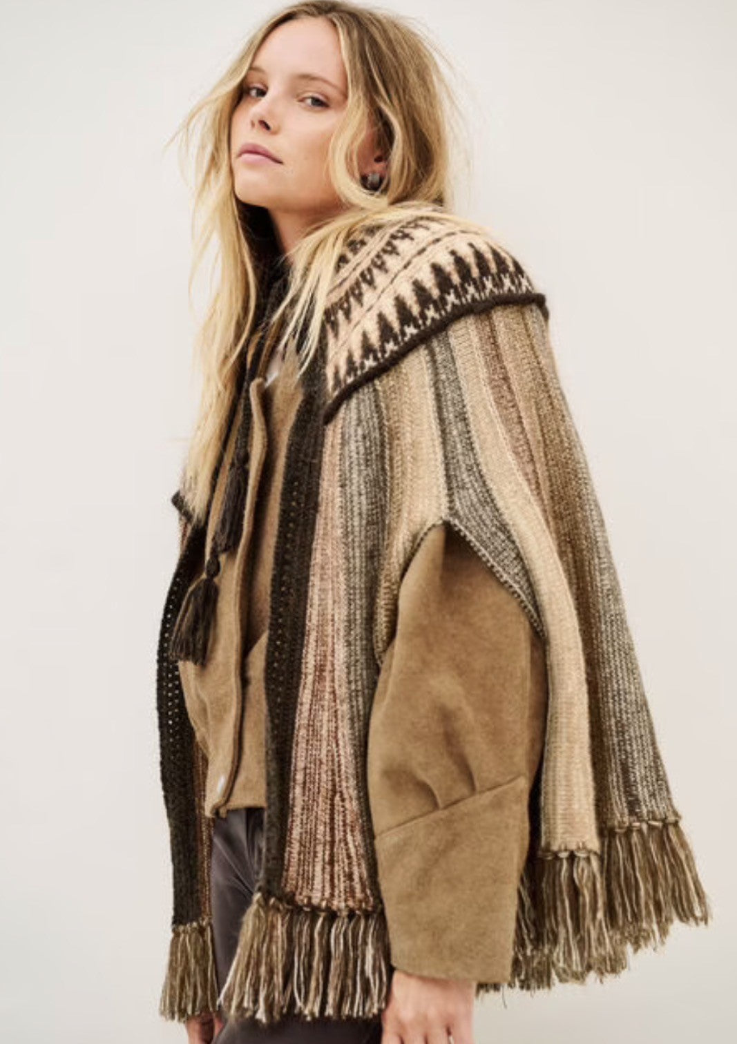 BASH PRATO - WOLLEN PONCHO - EBENE