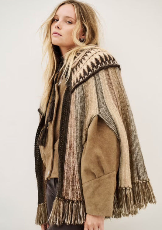 BASH PRATO - WOLLEN PONCHO - EBENE