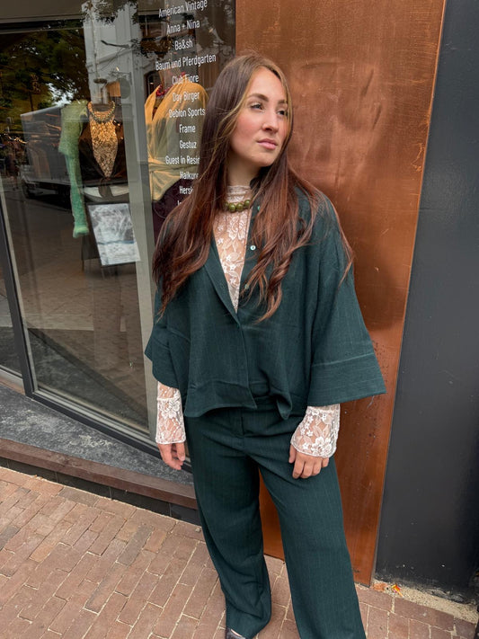 SEA ME HAPPY ALEX PANTS WOOL DEEP DARK GREEN