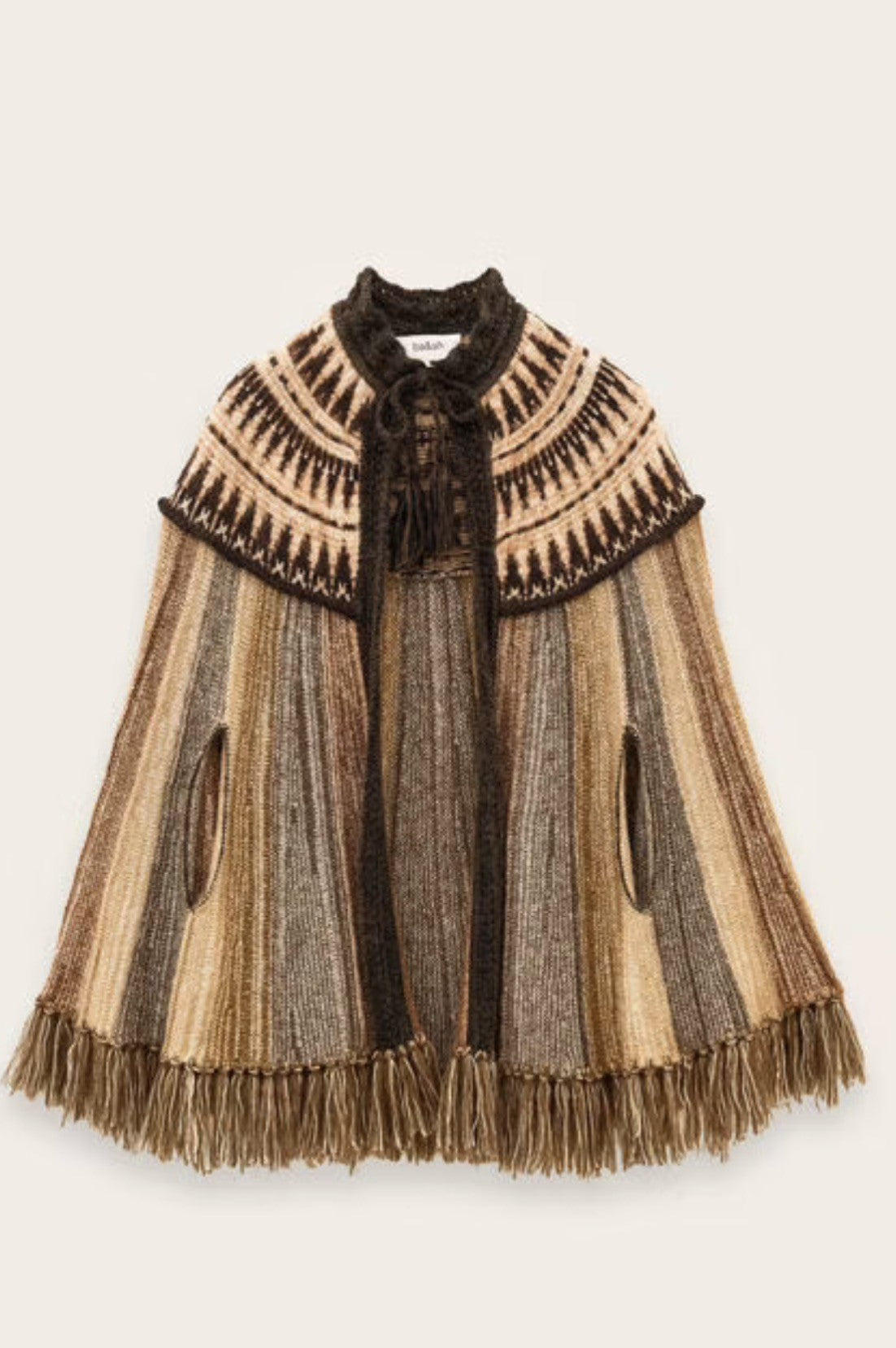 BASH PRATO - WOLLEN PONCHO - EBENE