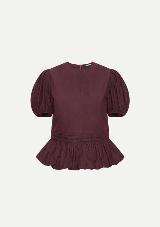 ROTATE PUFF SLEEVE TOP - BORDEAUX
