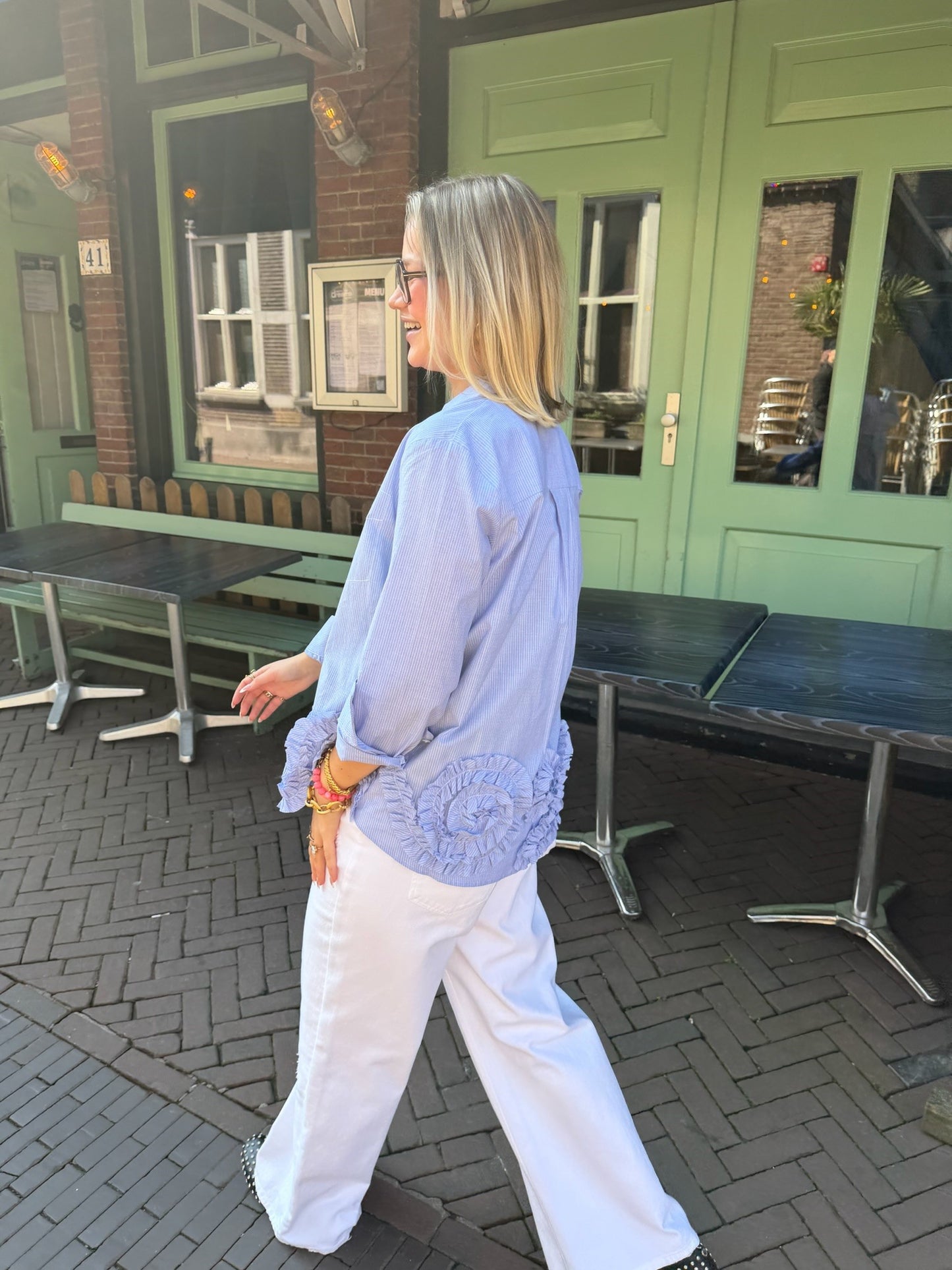 BAUM UND PFERDGARTEN MARIEL SHIRT BLUE HERON STRIPE