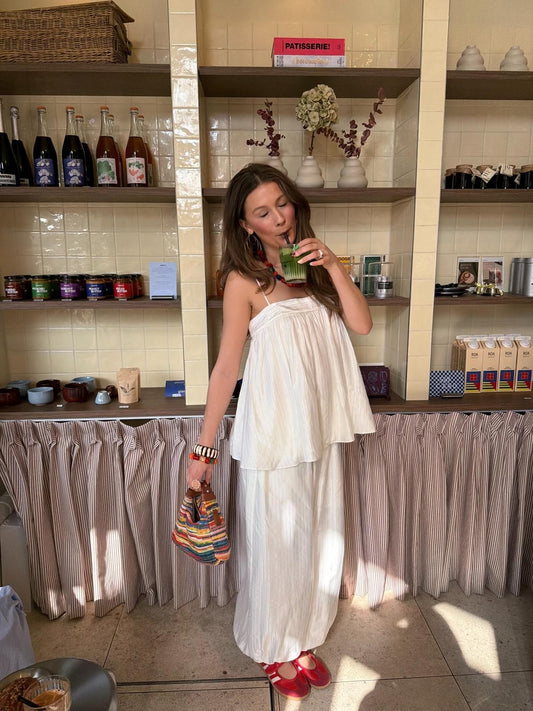 ROTATE STRIPED SLIP TOP - WHITE