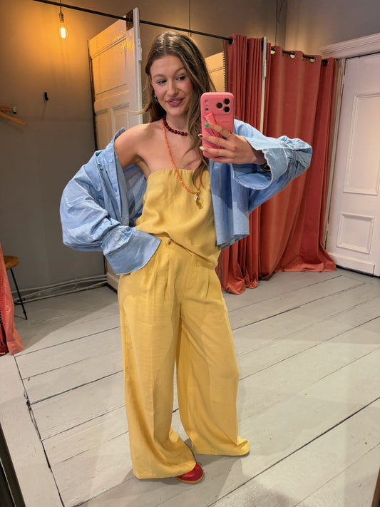 BA&SH DEBORAH BUSTIER TOP - PAILLE/GEEL