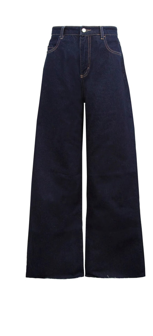 ICON DENIM DEBBY - INDIG0 RAW-CUT WIDE LEG JEANS