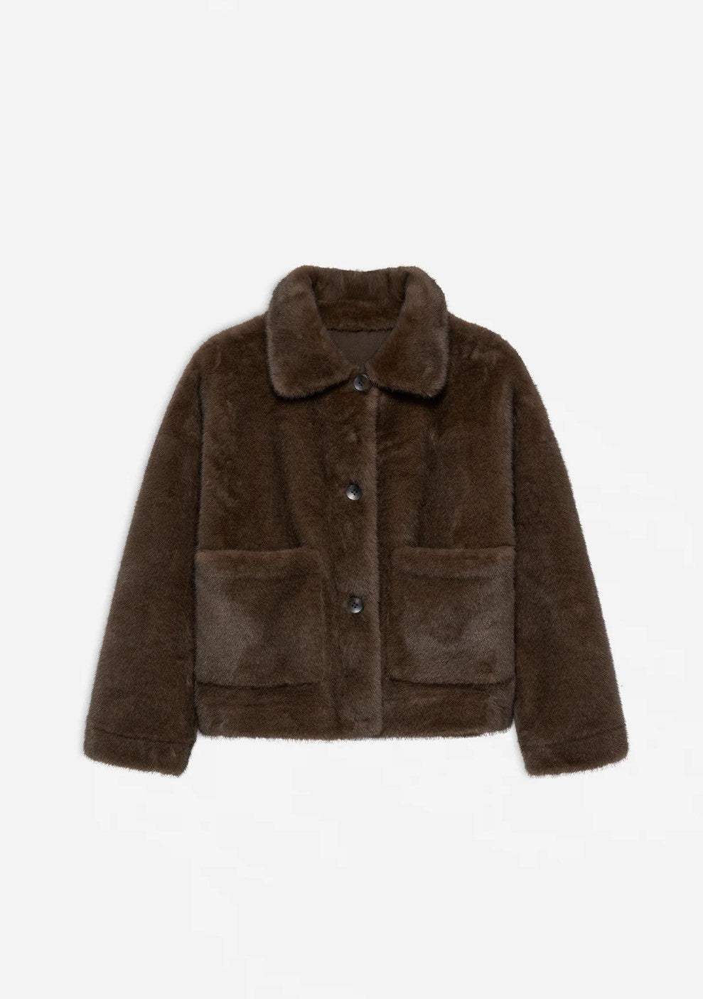 STUDIO AR FAJE OMKEERBARE FAKE FUR JAS - CHOCO