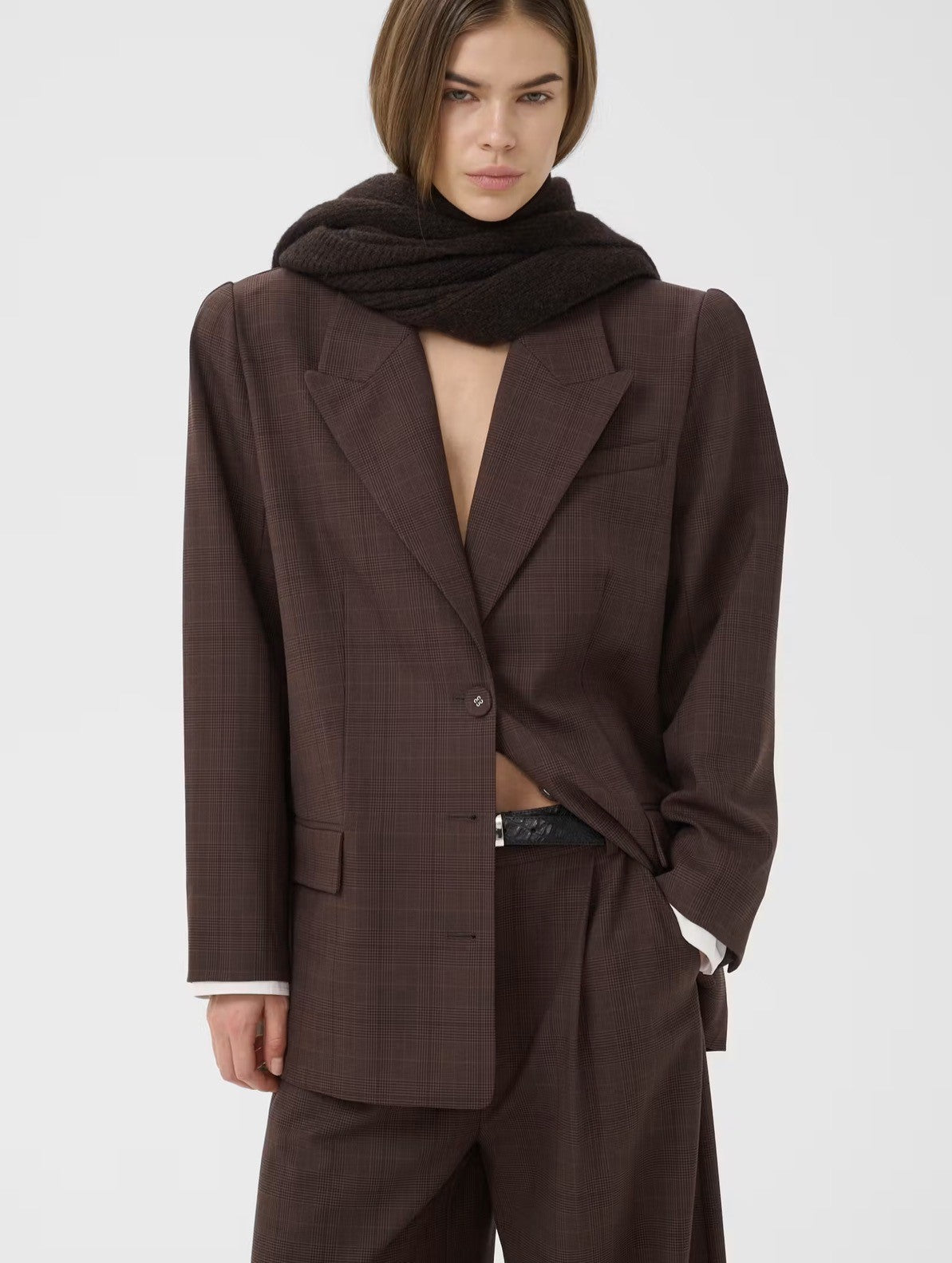 GESTUZ GZLAVANA BLAZER - BROWN CHECK