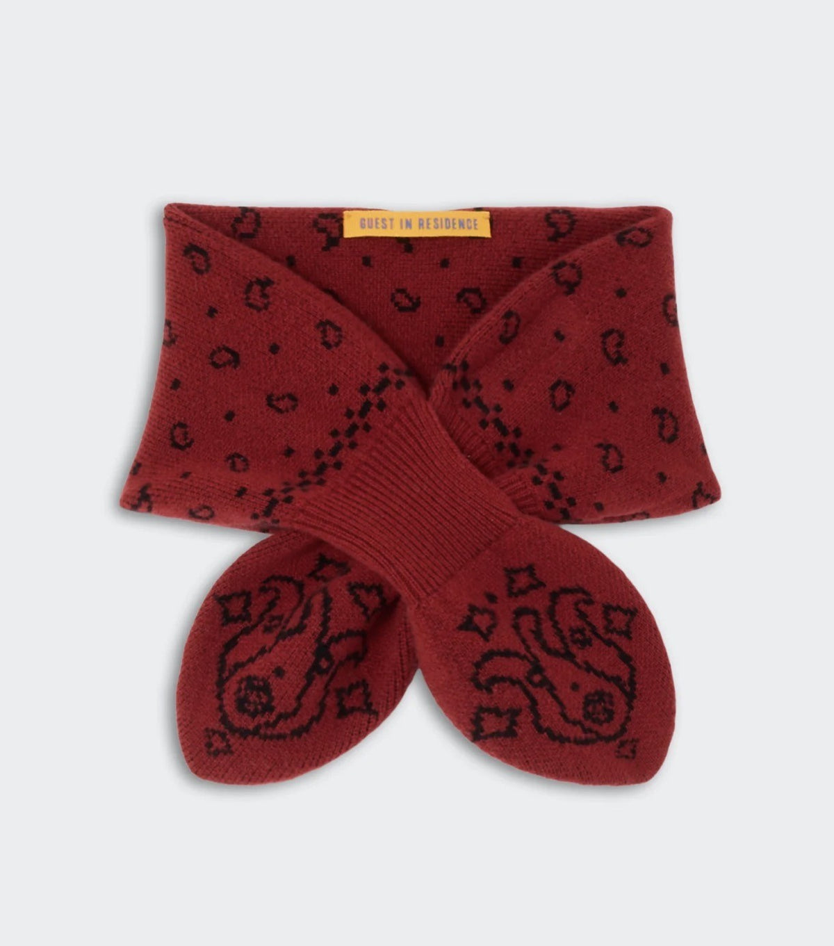GUEST IN RESIDENCE BANDANA BOWTIE SHAWL - CARMINE/BLACK