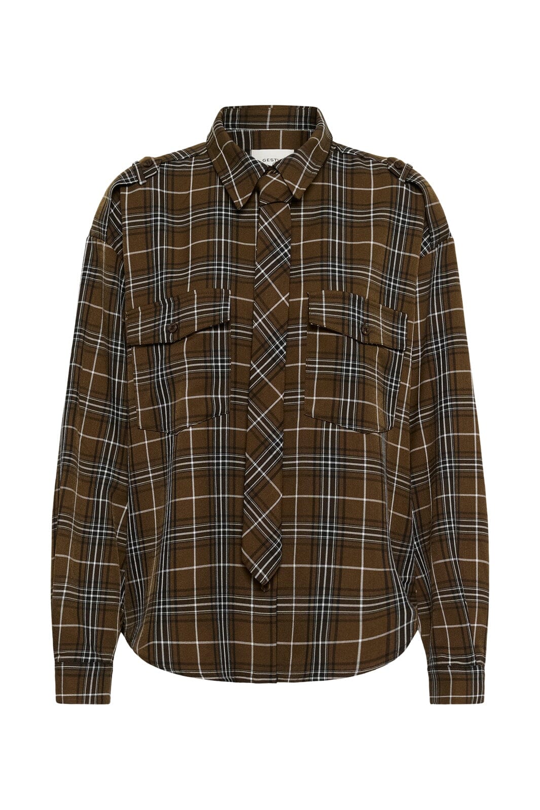 GESTUZ ALEYA SHIRT OLIVE GREEN CHECK
