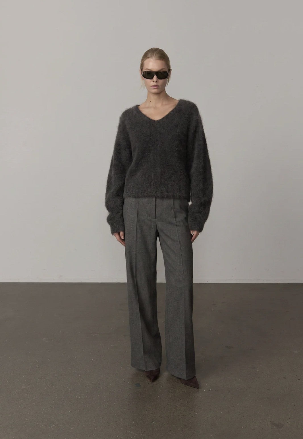 HERSKIND KIMBERLY MID WAIST PANTS - DARK GREY
