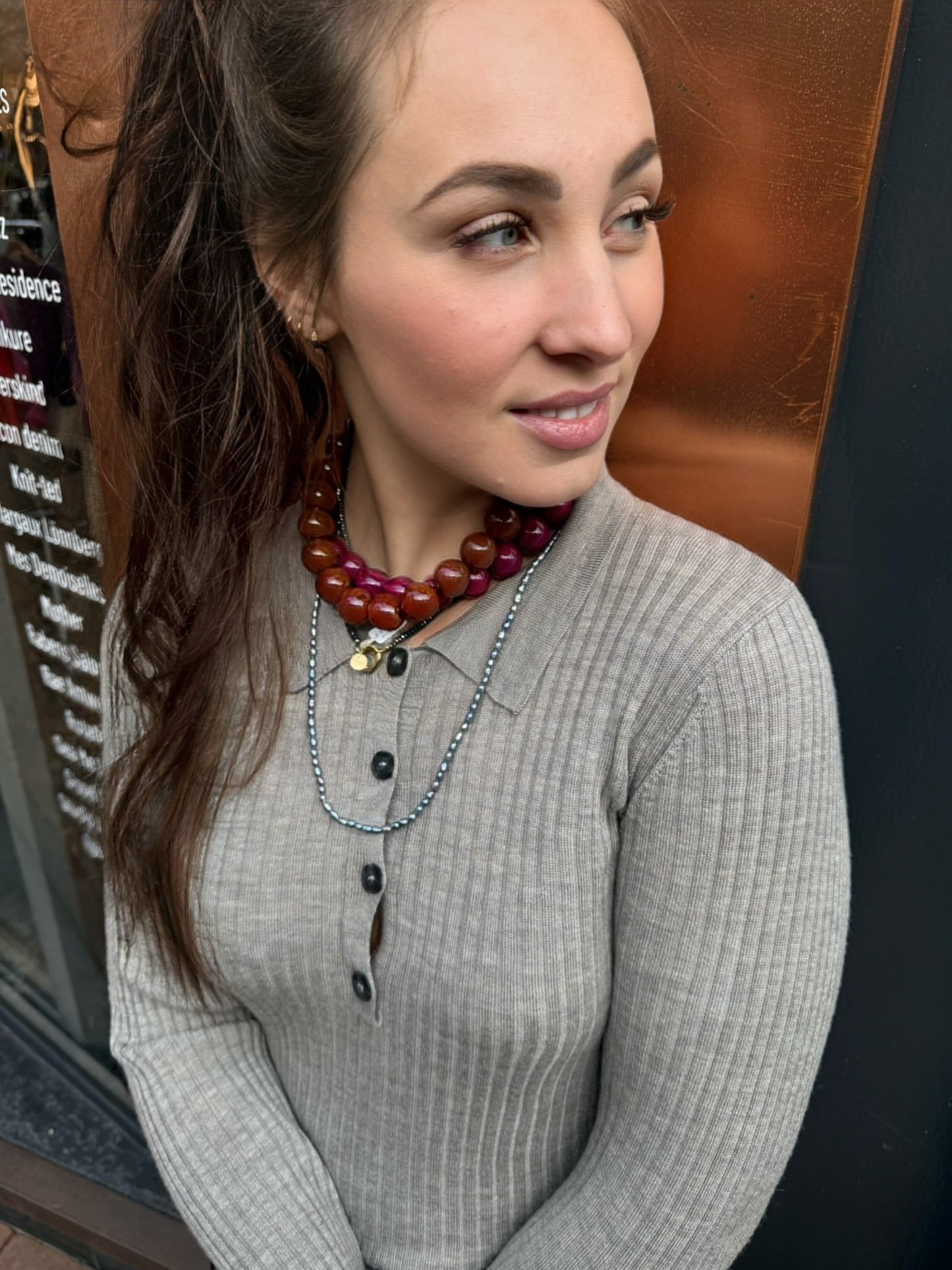 HERSKIND CAMB KNIT BLOUSE LIGHT TAUPE