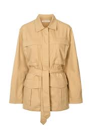 RABENS SALONER TEXTURE CANVAS BELT JACKET SIENNA