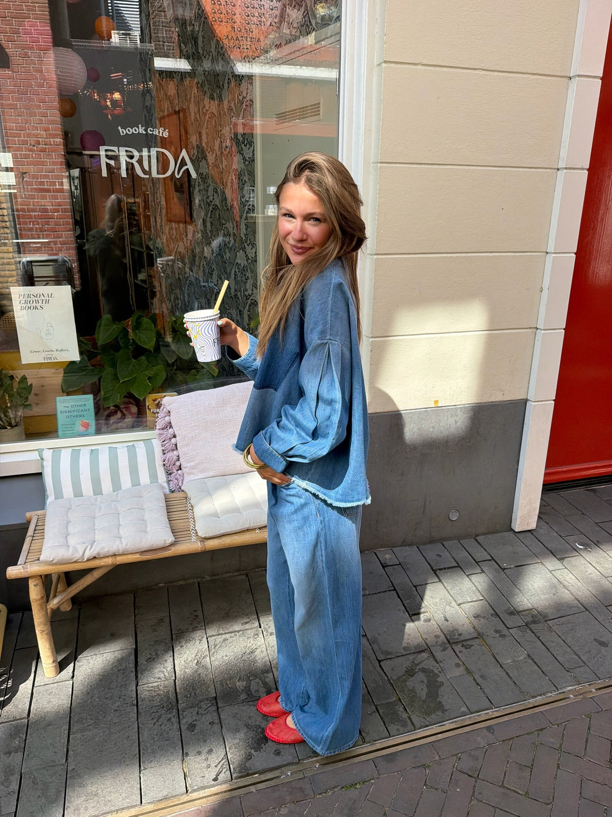 SEA ME HAPPY COOPER DENIM WASHED BLOUSE