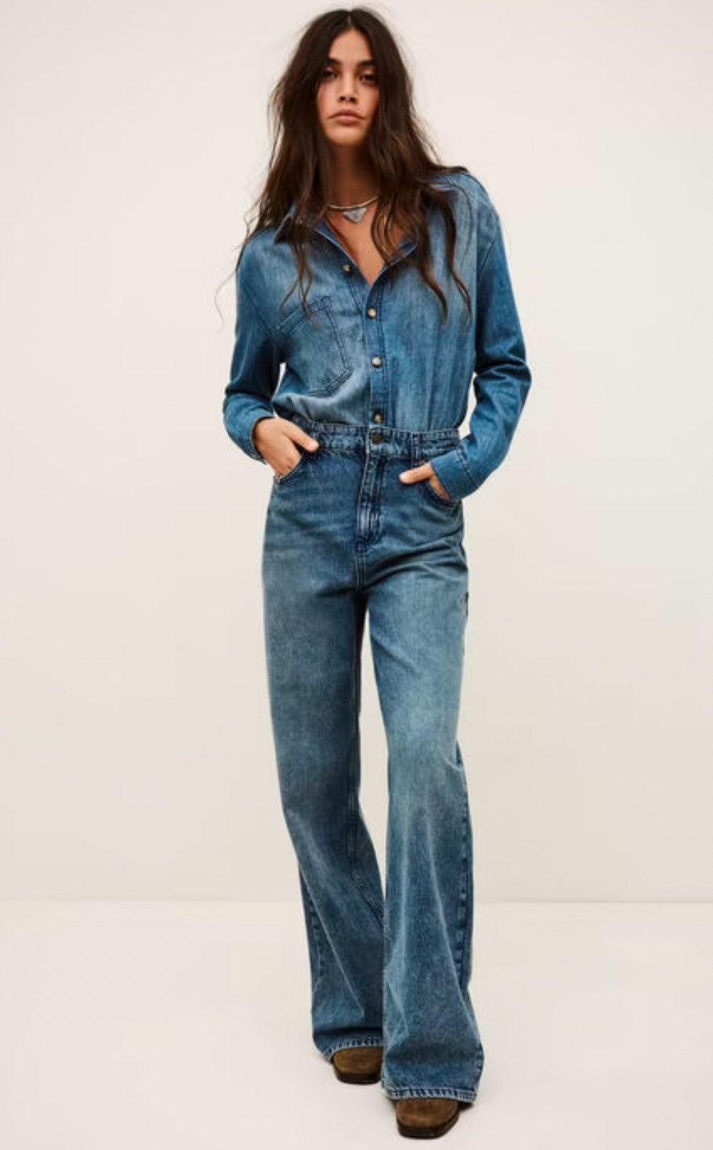 BASH BLOOM DENIM JUMPSUIT