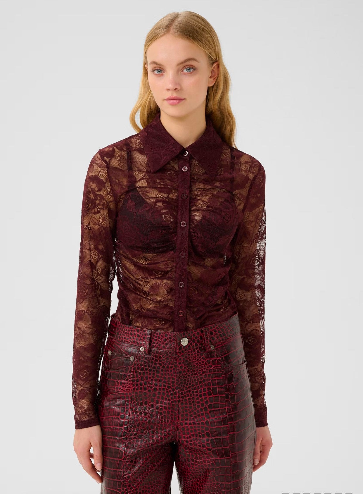 GESTUZ - GZLEALA KANTBLOUSE - BURGUNDY