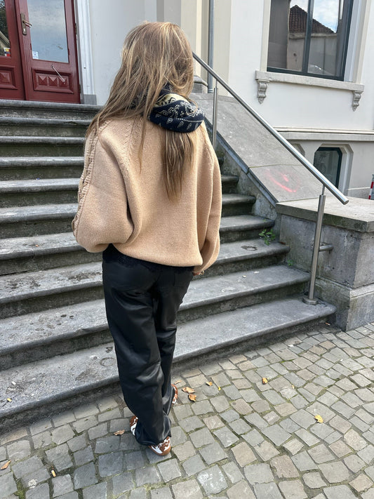 ROTATE KNIT LACING JUMPER - BEIGE