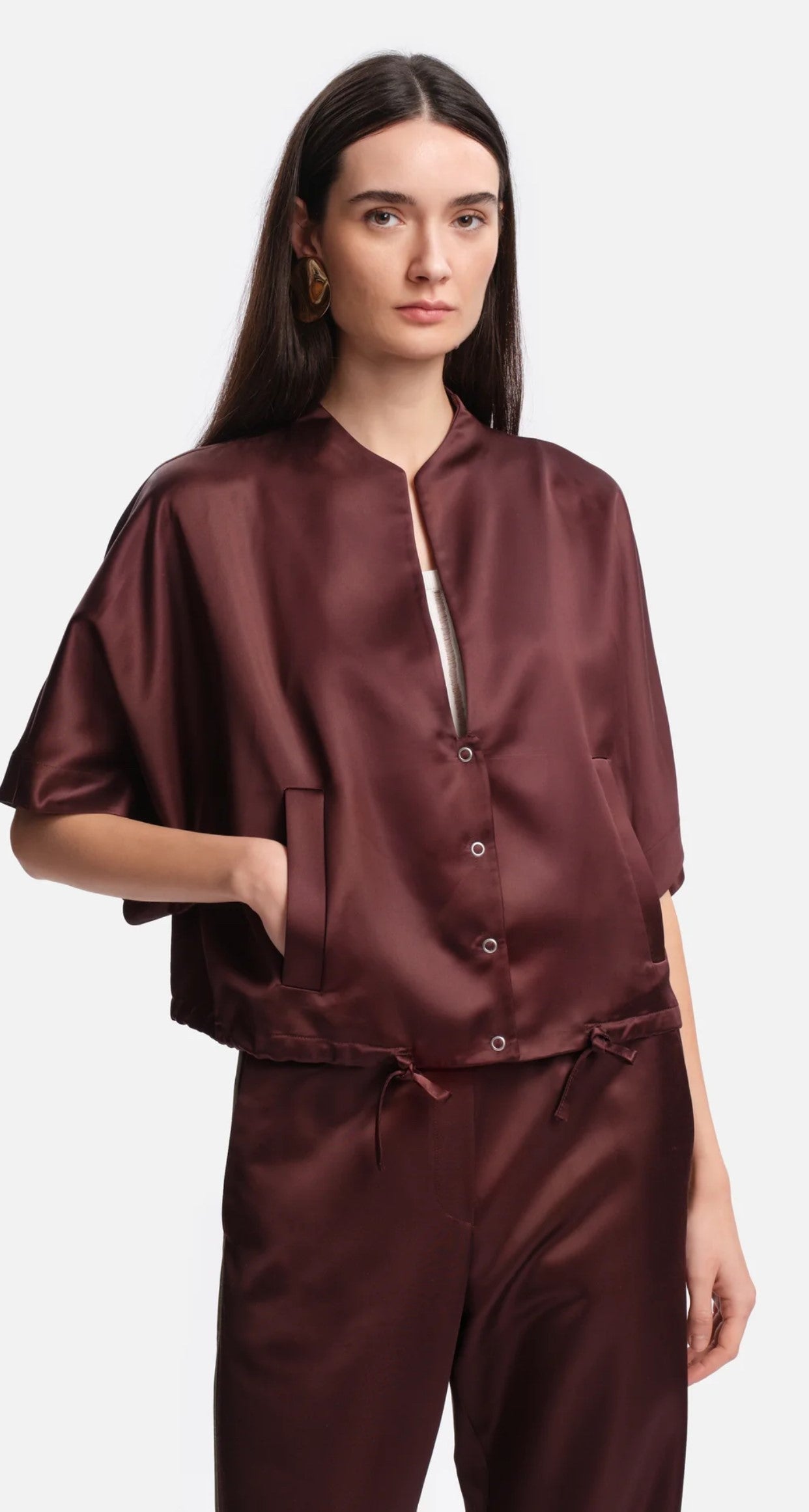 MARGAUX LONNBERG - IDAO PANTALON - BROWN SATINE