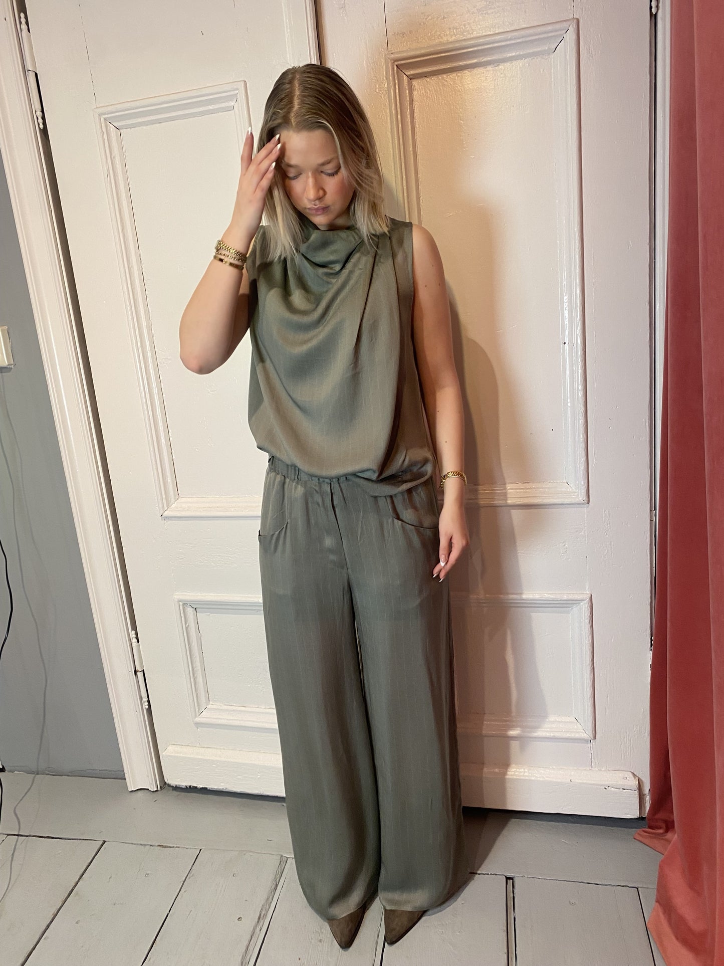 MARGAUX LÖNNBERG NED PANTALON KAKI STRIPES