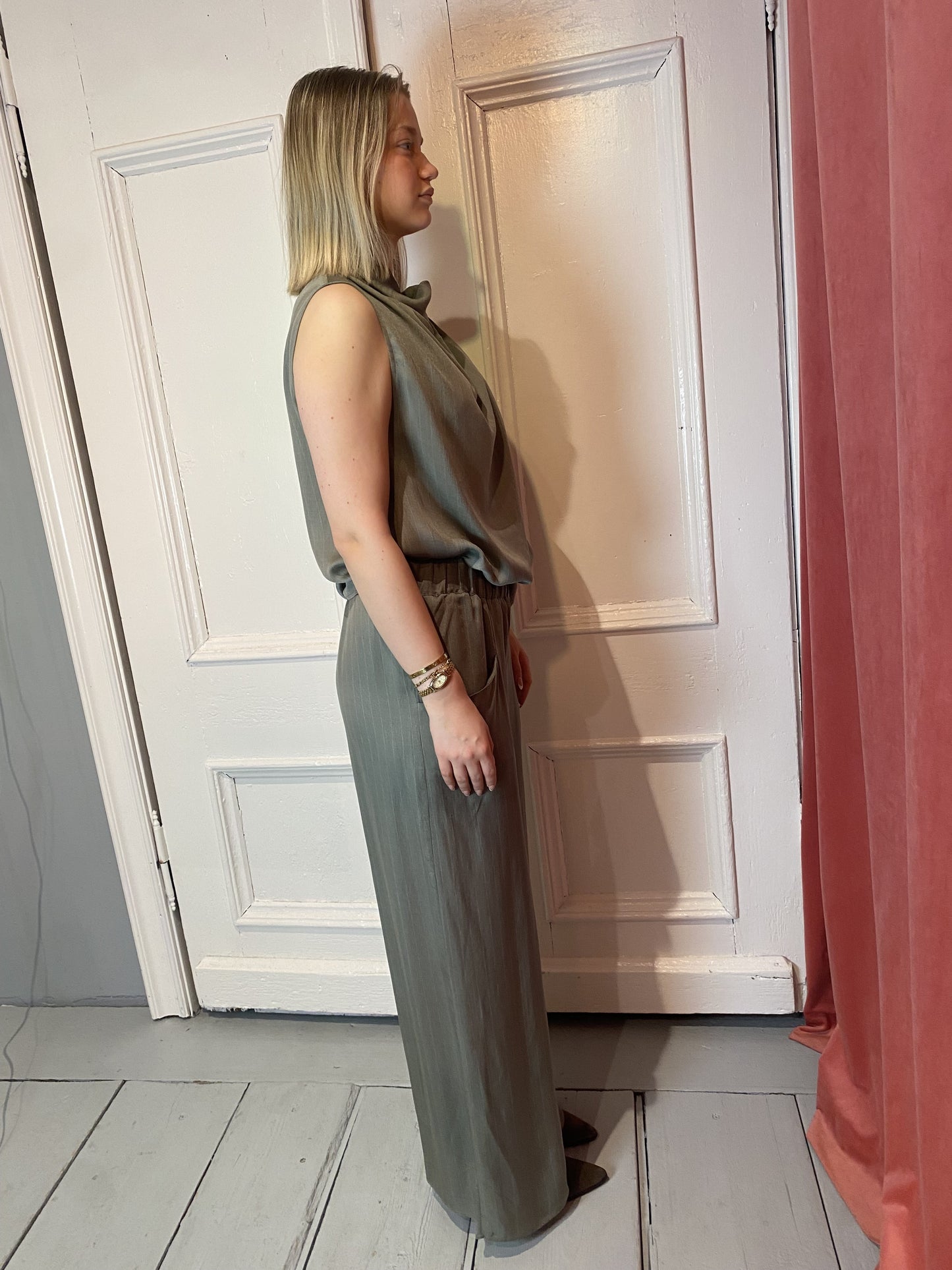 MARGAUX LÖNNBERG NED PANTALON KAKI STRIPES