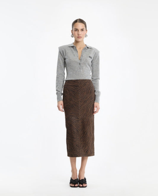 ROTATE WOOL LONG SLEEVE POLO - GREY