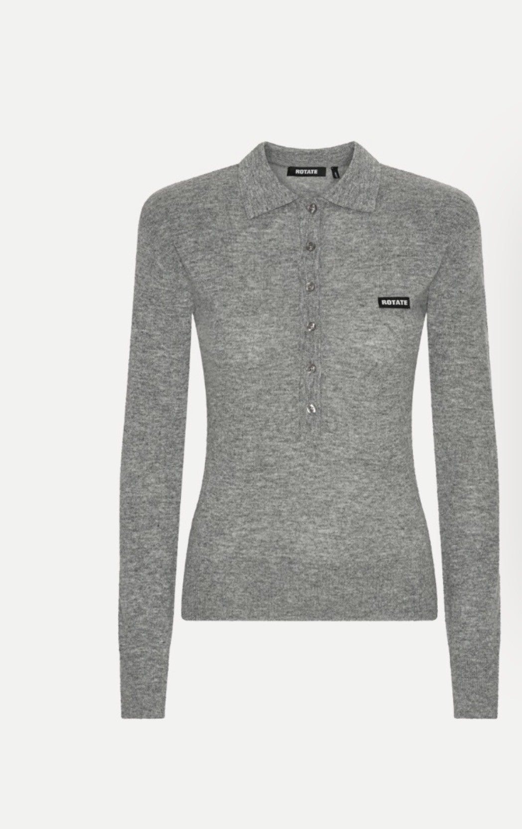ROTATE WOOL LONG SLEEVE POLO - GREY