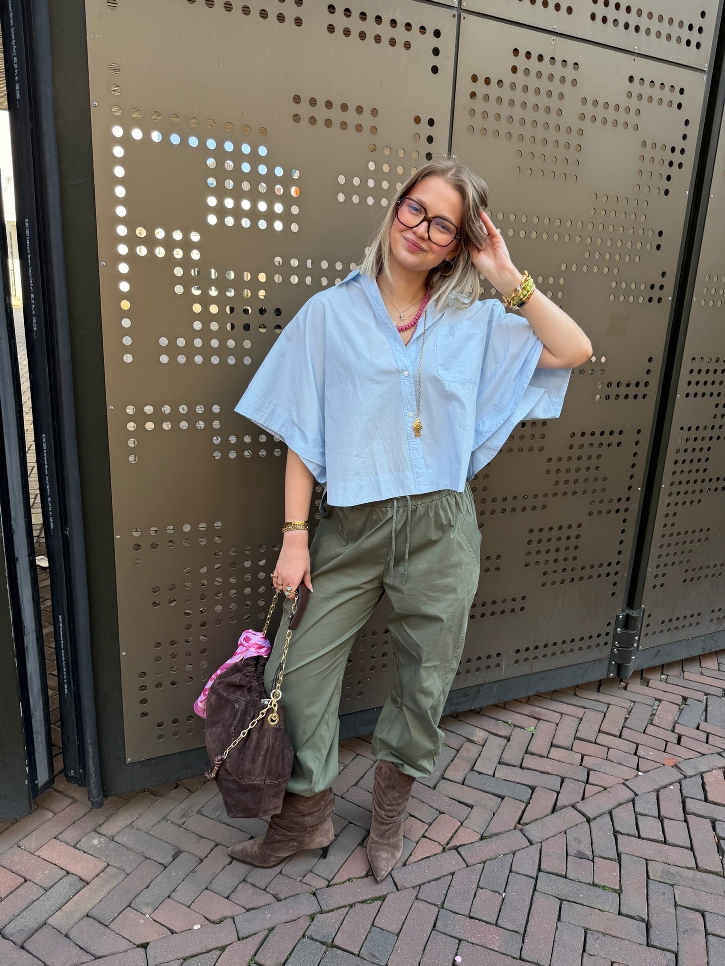 RABENS SALONER - BERTE - POPLIN CURVED HEM BLOUSE - LIGHT BLUE