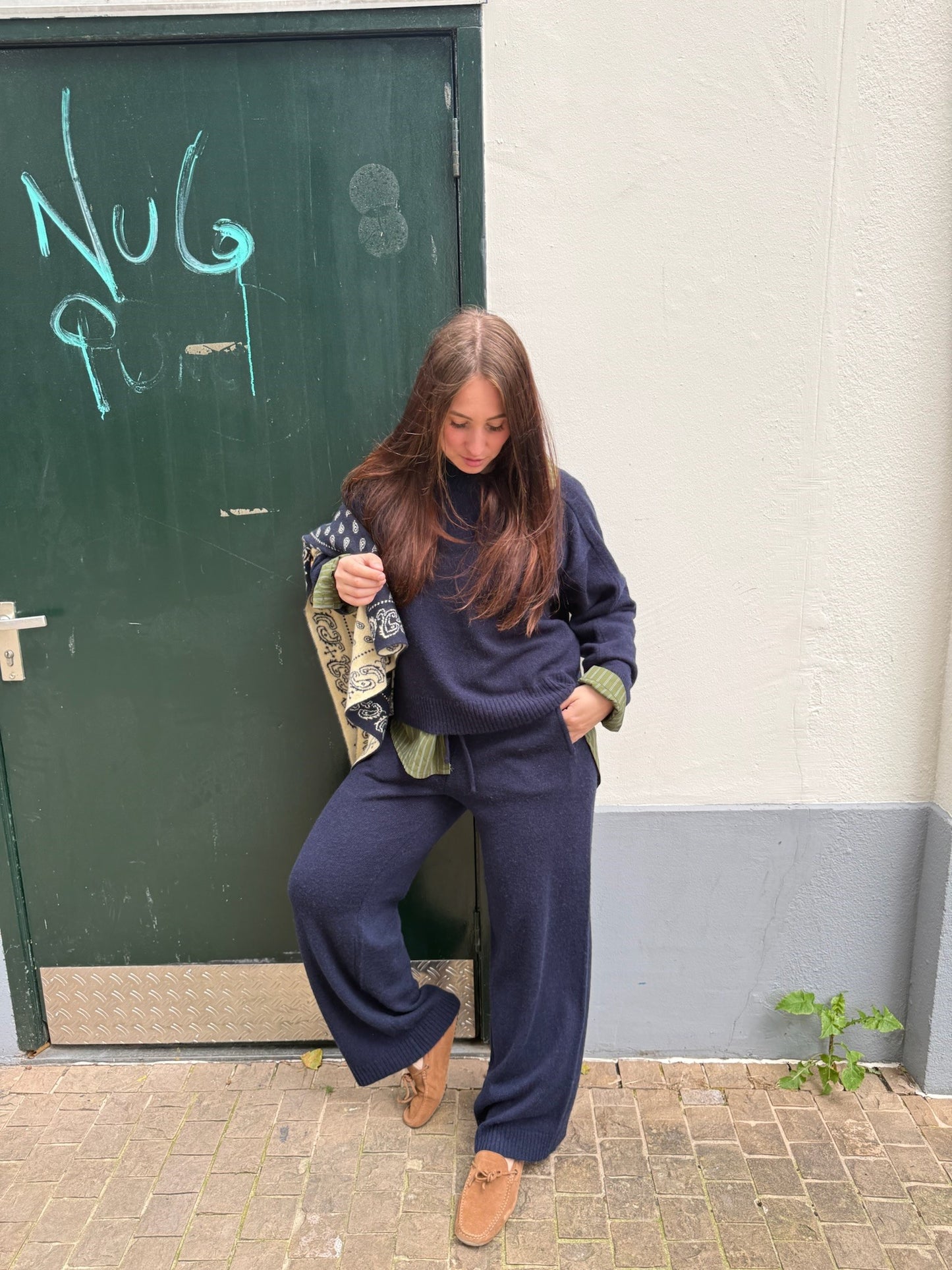 RABENS SALONER DALANI BOXY SWEATER  - NAVY