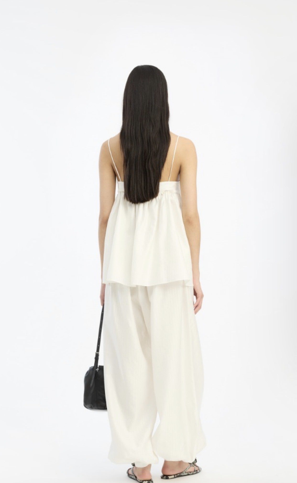 ROTATE STRIPED BALLOON PANTS- WHITE