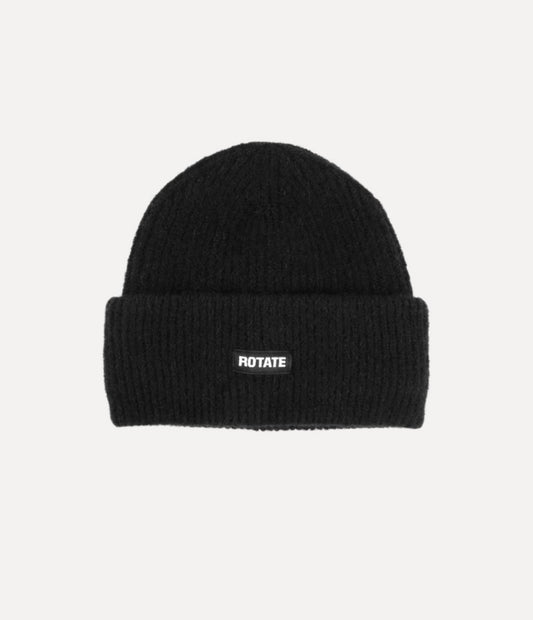 ROTATE RIB KNIT BEANIE - BLACK