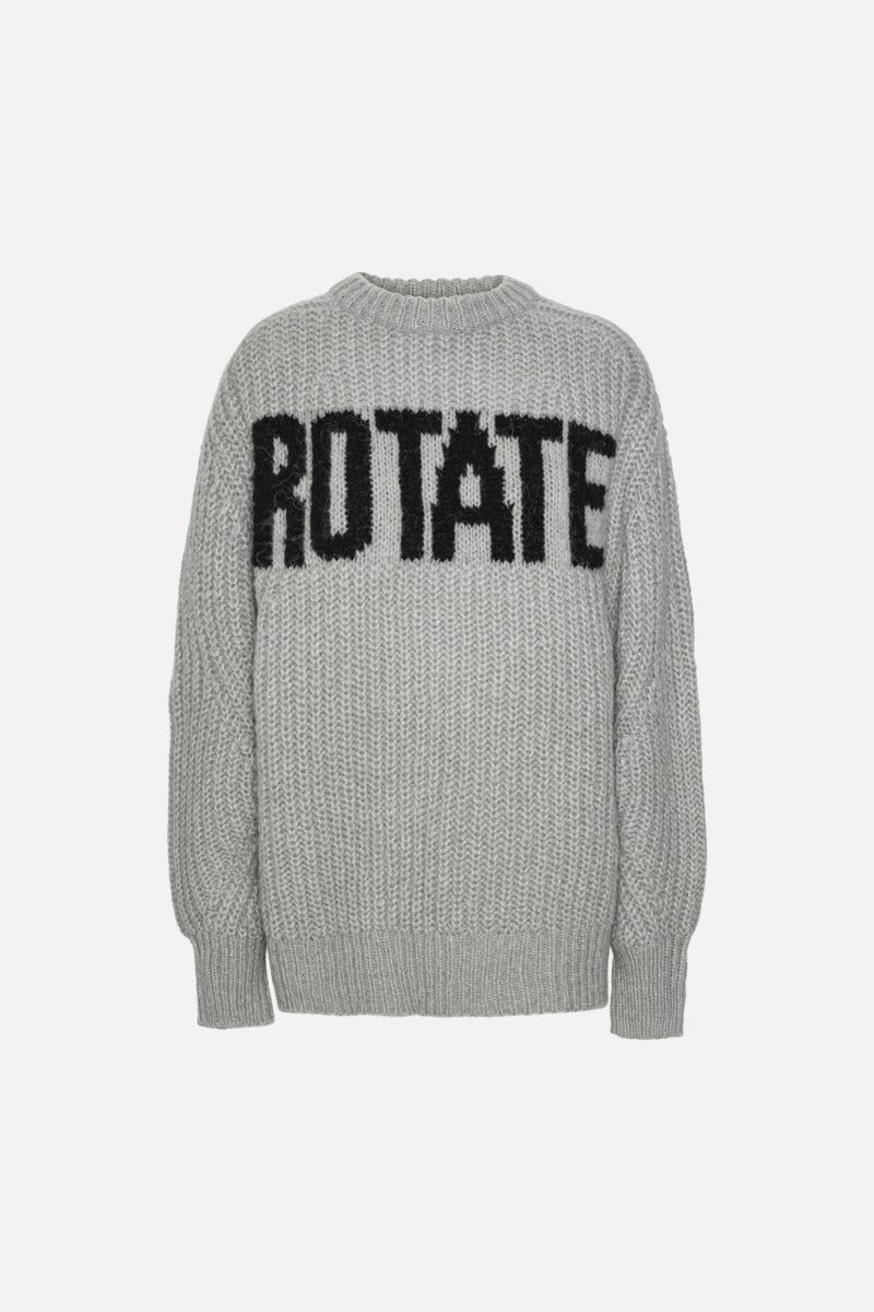 ROTATE KNITTED LOGO SWEATER LIGHT GREY