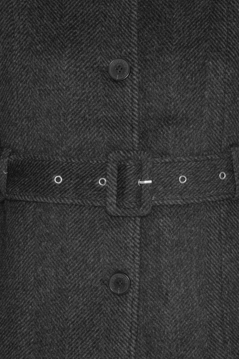 ROTATE OVERSIZED BELTED JACKET DARK GREY
