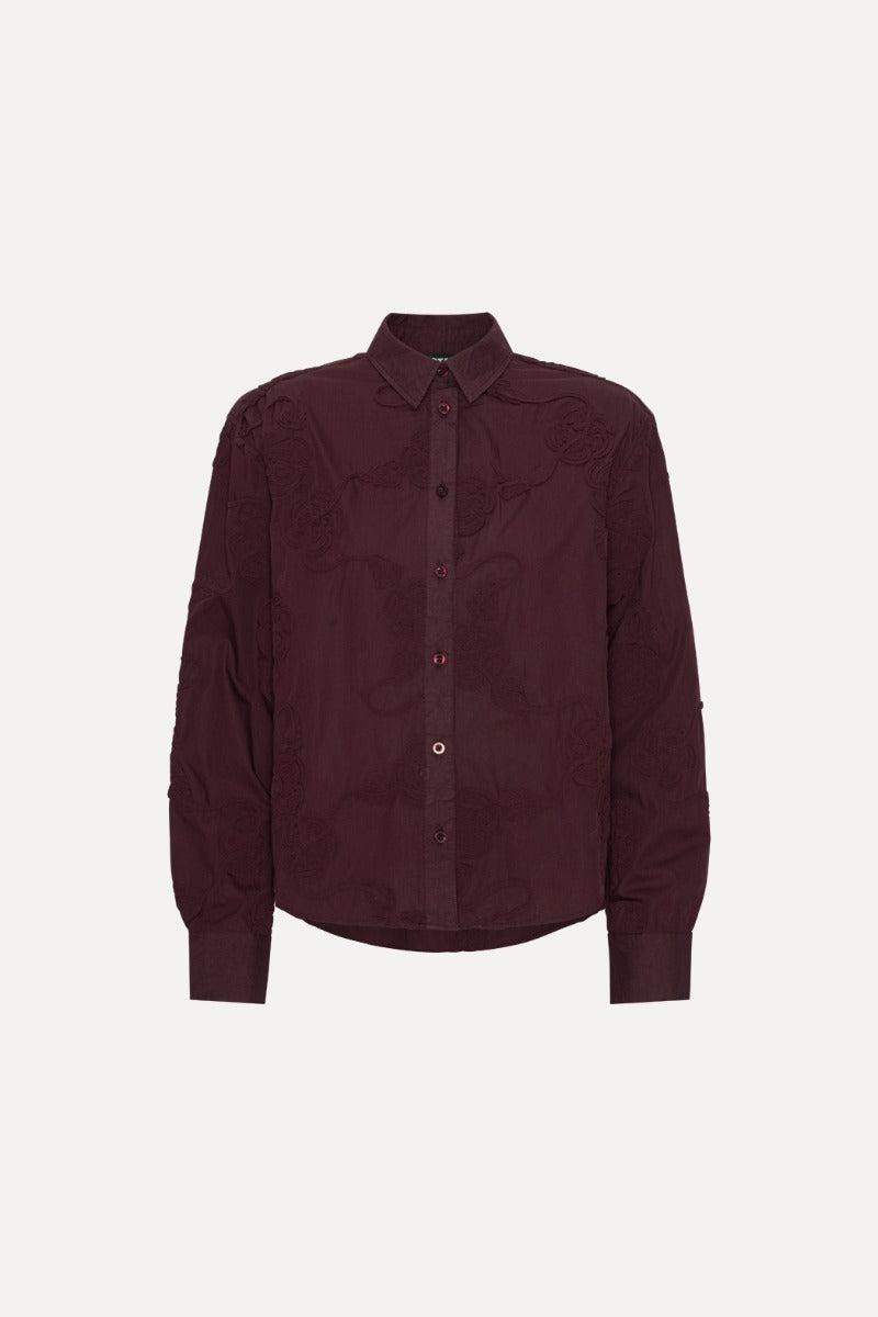 ROTATE FLOWER OVERSIZED SHIRT BORDEAUX