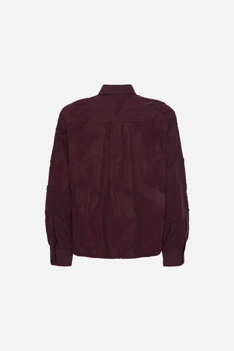 ROTATE FLOWER OVERSIZED SHIRT BORDEAUX