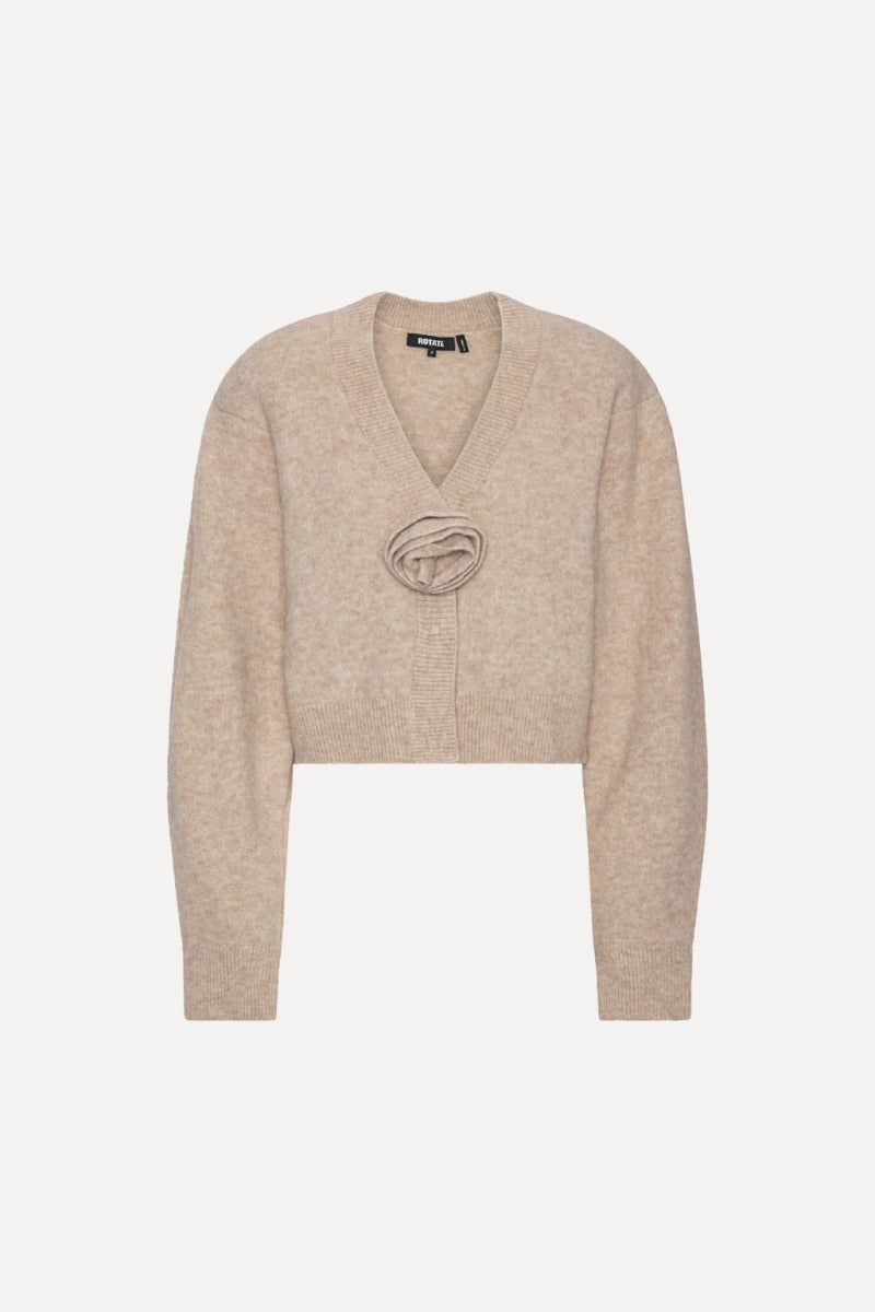 ROTATE KNIT FLOWER CARDIGAN BEIGE