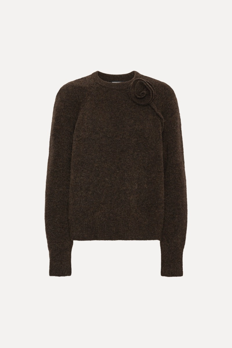 ROTATE KNIT FLOWER JUMPER DARK BROWN