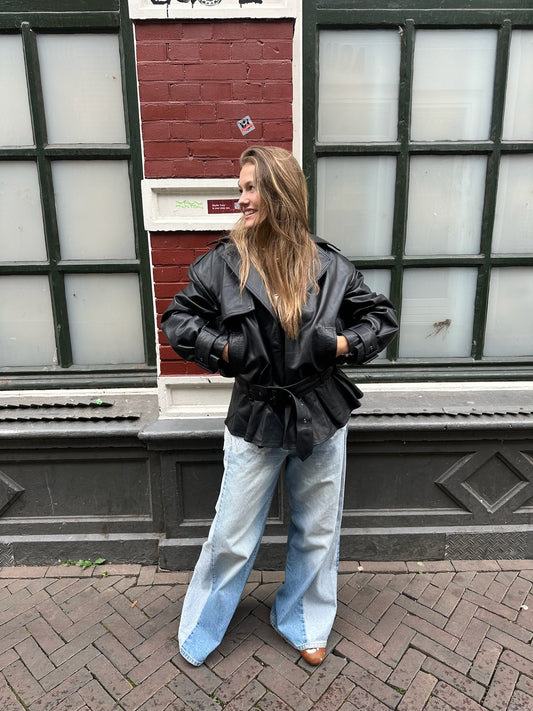 ROTATE BIKER LEREN JACK - ZWART