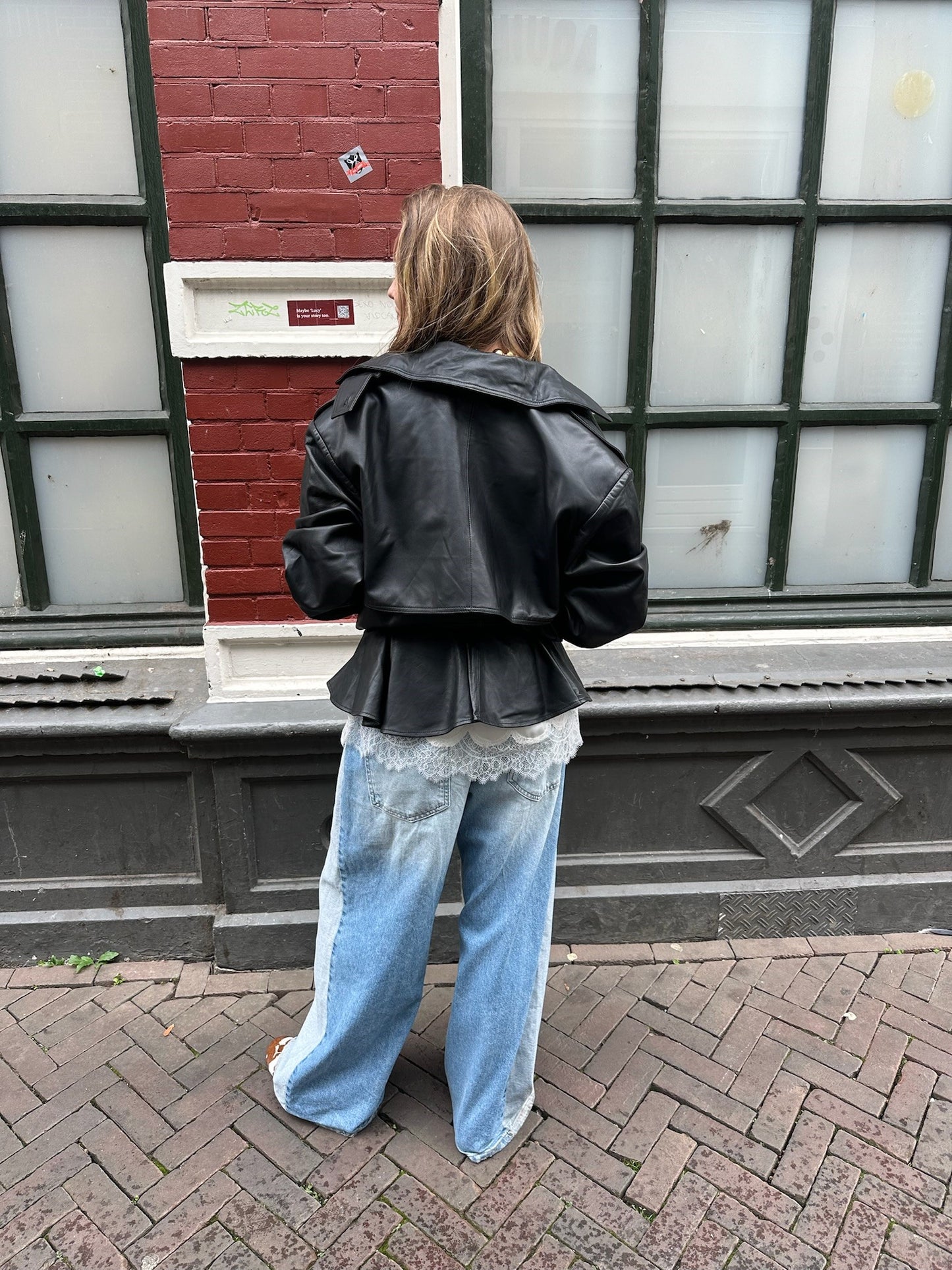 ROTATE BIKER LEREN JACK - ZWART
